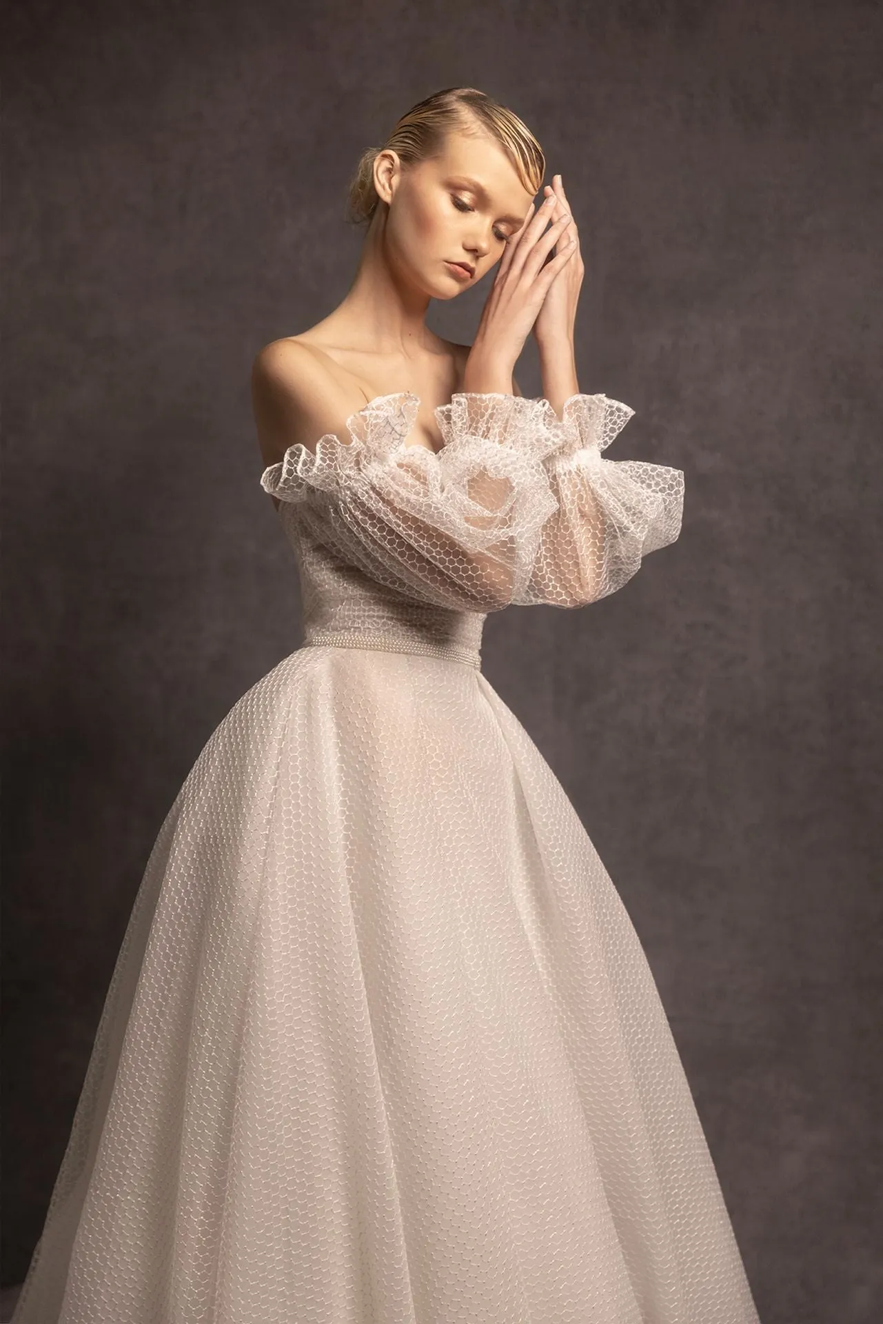 Long-Sleeved Off-The-Shoulder Wedding Dress