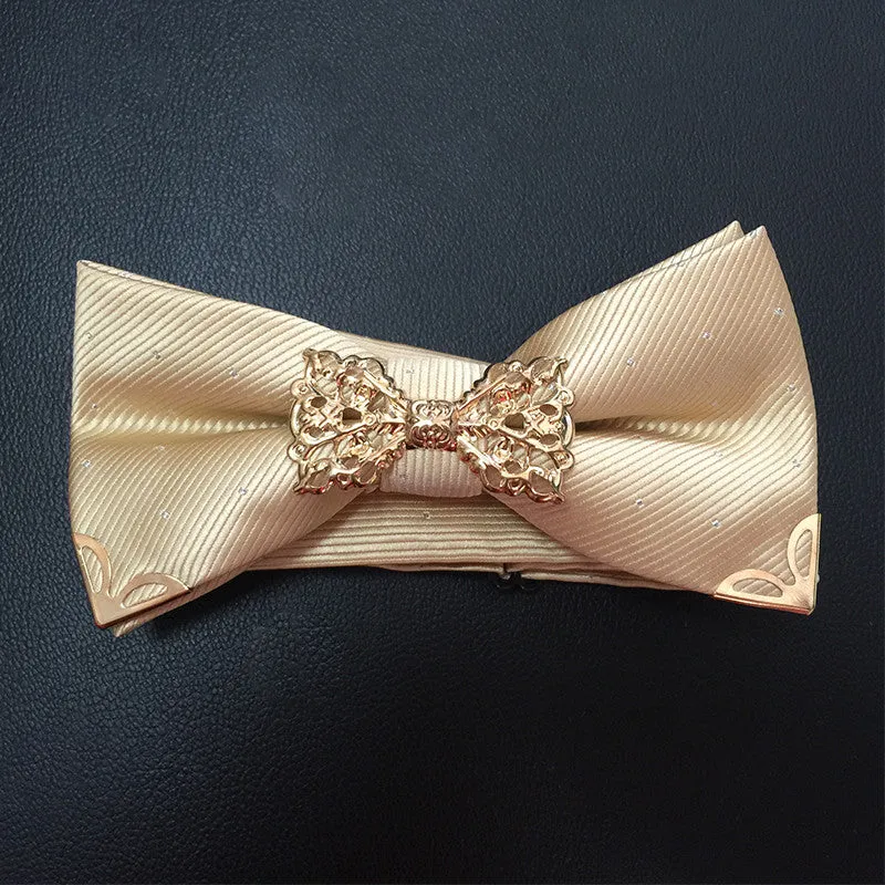Mantieqingway Fashion Metal Male Silver Dots Bow Ties Wedding Married Groom Bowties Neckwear Decoration Business Cravats Bowknot