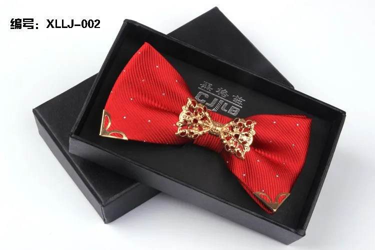 Mantieqingway Fashion Metal Male Silver Dots Bow Ties Wedding Married Groom Bowties Neckwear Decoration Business Cravats Bowknot