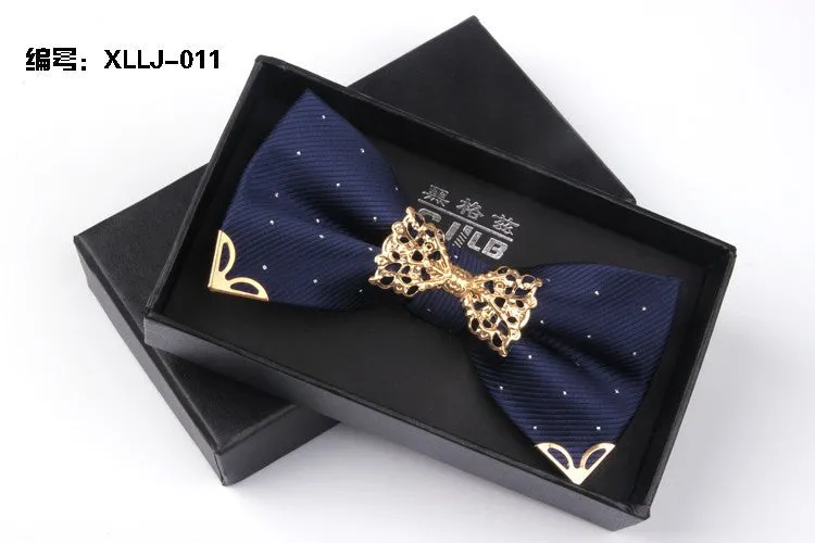 Mantieqingway Fashion Metal Male Silver Dots Bow Ties Wedding Married Groom Bowties Neckwear Decoration Business Cravats Bowknot