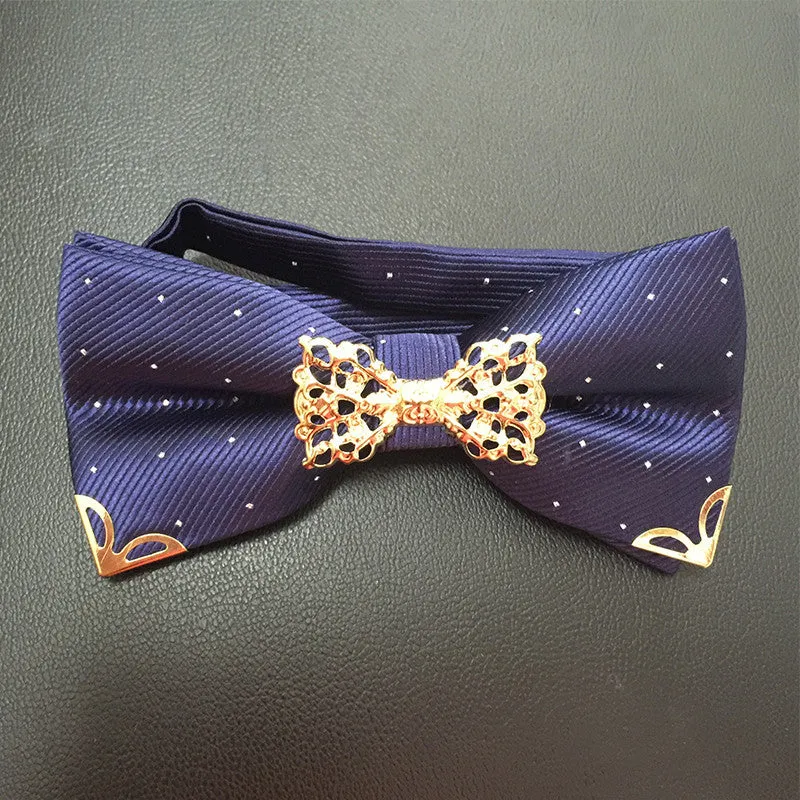Mantieqingway Fashion Metal Male Silver Dots Bow Ties Wedding Married Groom Bowties Neckwear Decoration Business Cravats Bowknot