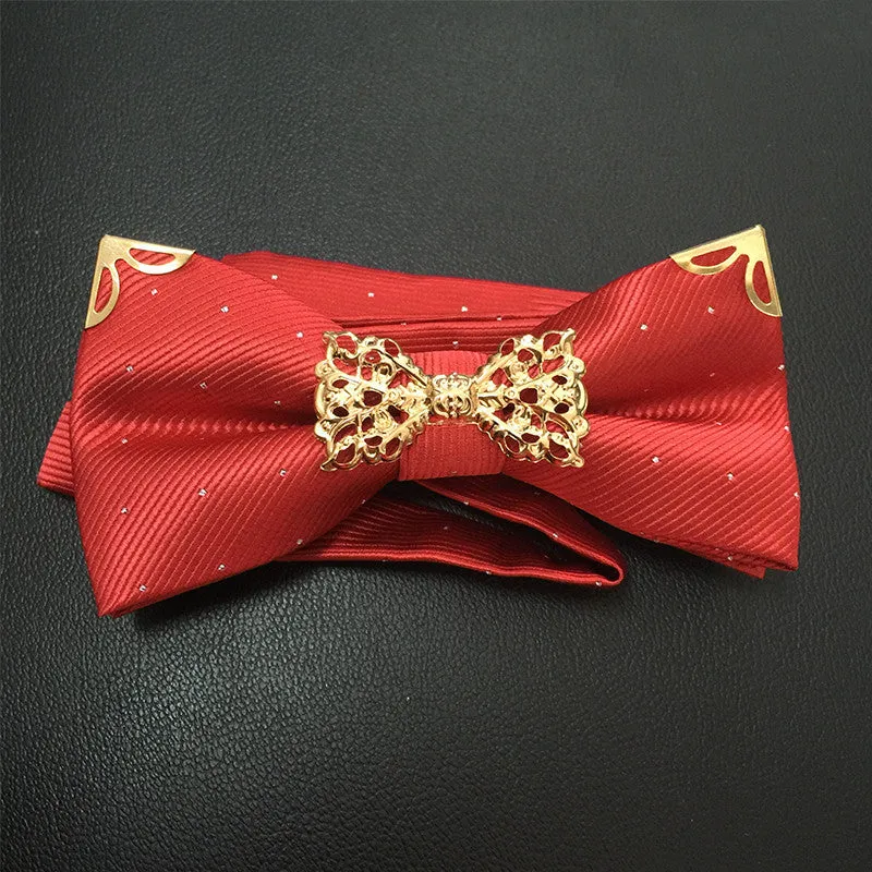 Mantieqingway Fashion Metal Male Silver Dots Bow Ties Wedding Married Groom Bowties Neckwear Decoration Business Cravats Bowknot