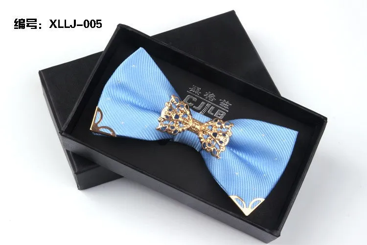 Mantieqingway Fashion Metal Male Silver Dots Bow Ties Wedding Married Groom Bowties Neckwear Decoration Business Cravats Bowknot