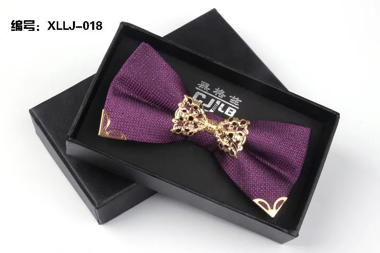 Mantieqingway Fashion Metal Male Silver Dots Bow Ties Wedding Married Groom Bowties Neckwear Decoration Business Cravats Bowknot