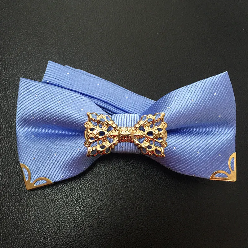 Mantieqingway Fashion Metal Male Silver Dots Bow Ties Wedding Married Groom Bowties Neckwear Decoration Business Cravats Bowknot