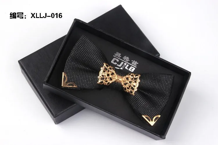 Mantieqingway Fashion Metal Male Silver Dots Bow Ties Wedding Married Groom Bowties Neckwear Decoration Business Cravats Bowknot