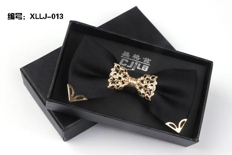 Mantieqingway Fashion Metal Male Silver Dots Bow Ties Wedding Married Groom Bowties Neckwear Decoration Business Cravats Bowknot