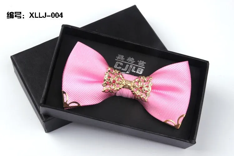 Mantieqingway Fashion Metal Male Silver Dots Bow Ties Wedding Married Groom Bowties Neckwear Decoration Business Cravats Bowknot