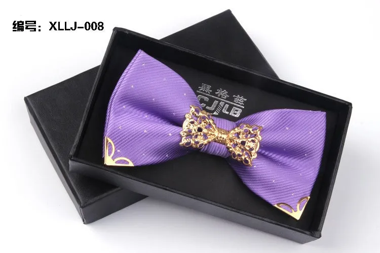 Mantieqingway Fashion Metal Male Silver Dots Bow Ties Wedding Married Groom Bowties Neckwear Decoration Business Cravats Bowknot