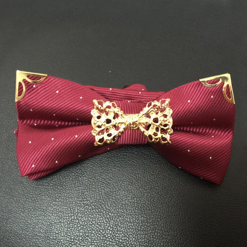 Mantieqingway Fashion Metal Male Silver Dots Bow Ties Wedding Married Groom Bowties Neckwear Decoration Business Cravats Bowknot