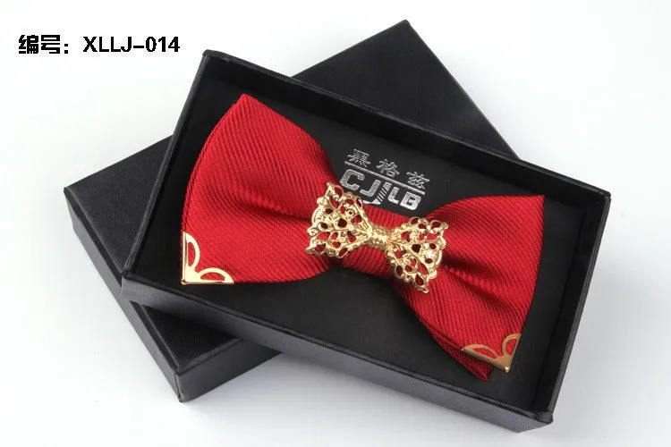 Mantieqingway Fashion Metal Male Silver Dots Bow Ties Wedding Married Groom Bowties Neckwear Decoration Business Cravats Bowknot