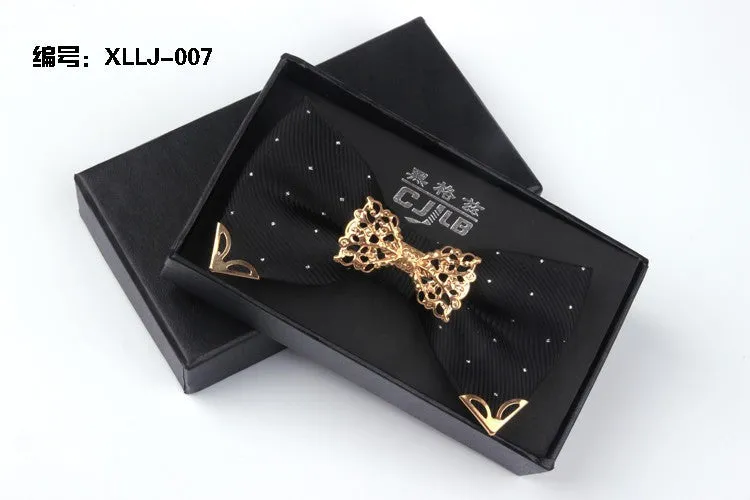 Mantieqingway Fashion Metal Male Silver Dots Bow Ties Wedding Married Groom Bowties Neckwear Decoration Business Cravats Bowknot