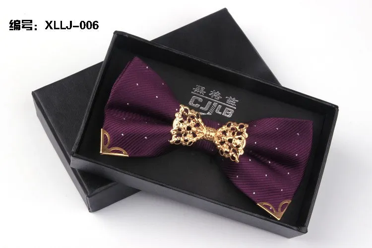 Mantieqingway Fashion Metal Male Silver Dots Bow Ties Wedding Married Groom Bowties Neckwear Decoration Business Cravats Bowknot