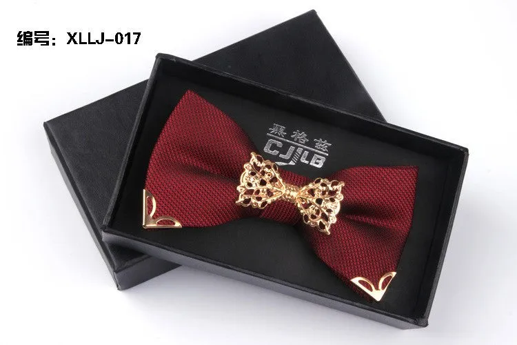 Mantieqingway Fashion Metal Male Silver Dots Bow Ties Wedding Married Groom Bowties Neckwear Decoration Business Cravats Bowknot