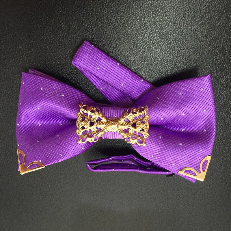 Mantieqingway Fashion Metal Male Silver Dots Bow Ties Wedding Married Groom Bowties Neckwear Decoration Business Cravats Bowknot