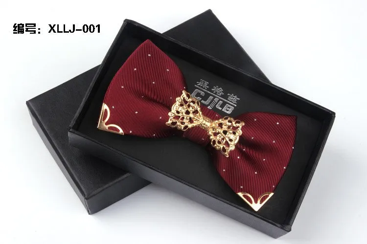 Mantieqingway Fashion Metal Male Silver Dots Bow Ties Wedding Married Groom Bowties Neckwear Decoration Business Cravats Bowknot