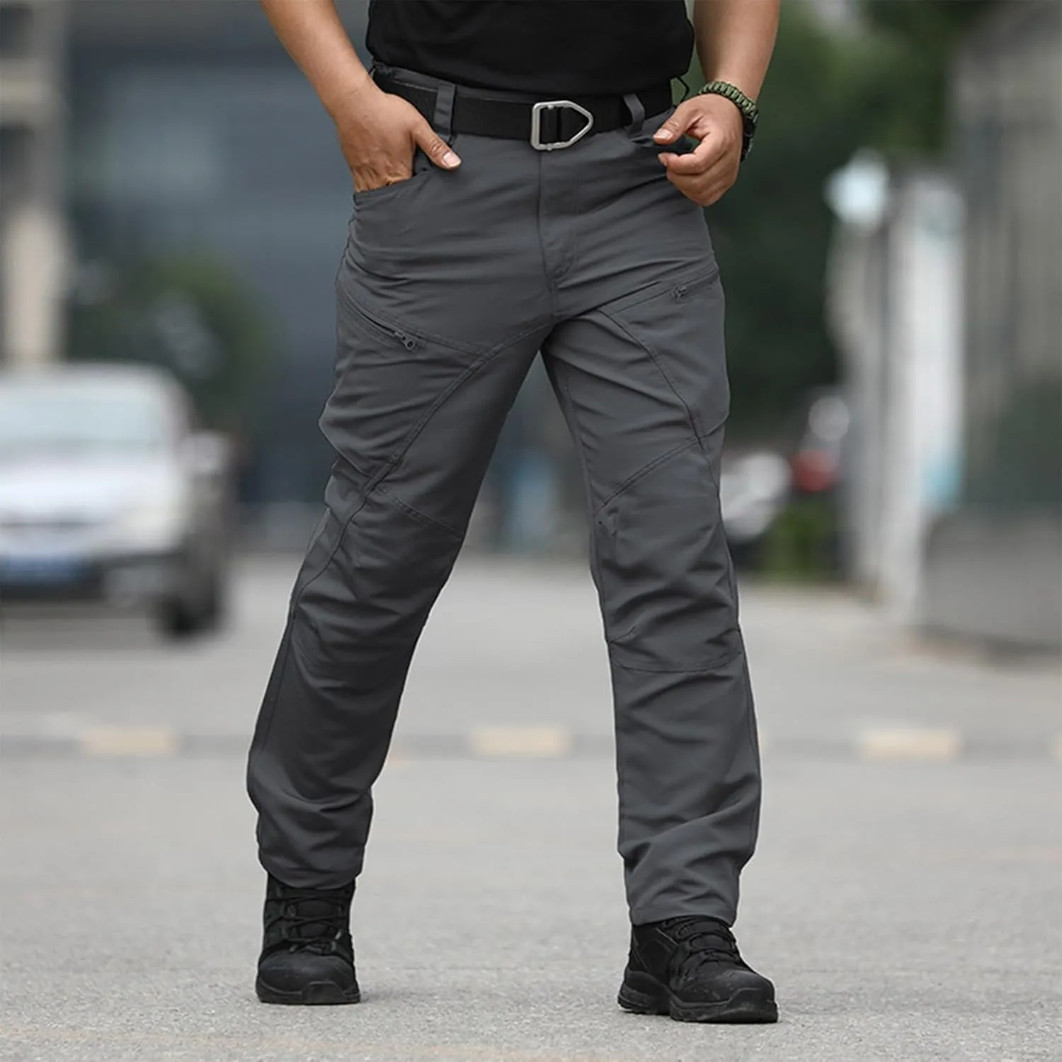 Men Cargo Pants Baggy Casual Trousers Water Resistant Straight Work Pants Multi Pockets Hiking Tactical Pants