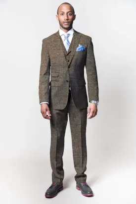 Men's 2 Piece Bespoke Suit - Lingo Luxe Brown Flannel
