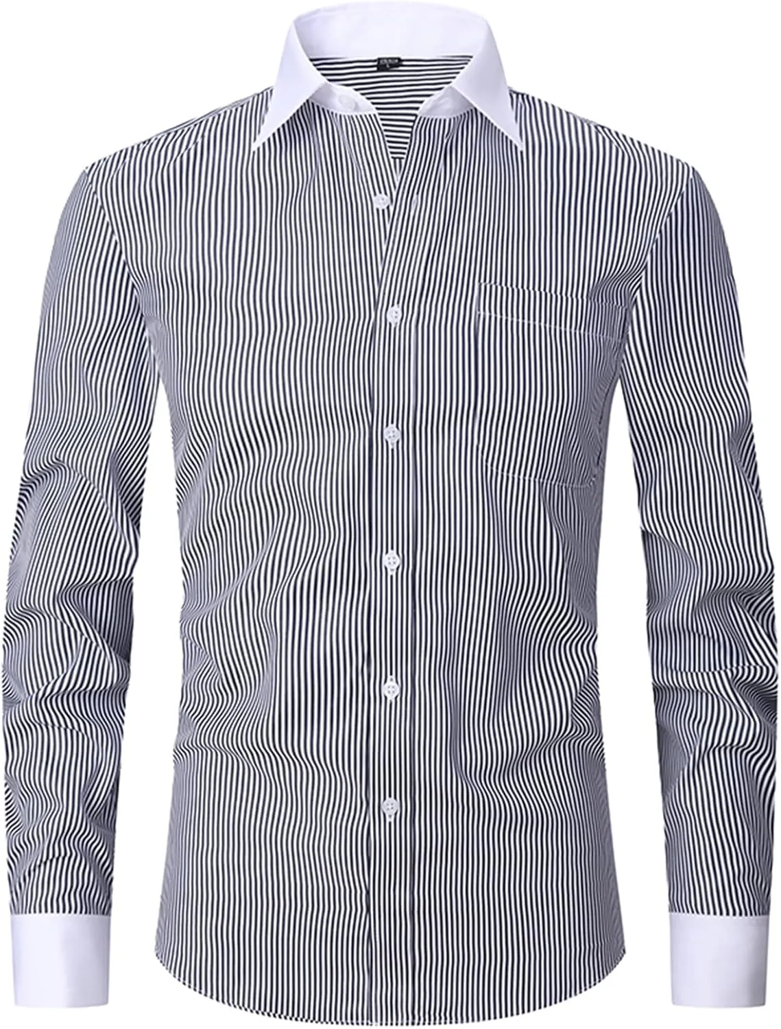 Men's French Cuff Dress Shirt Regular Fit Formal Business Button Down Shirt for Men Long Sleeve Random Cufflinks