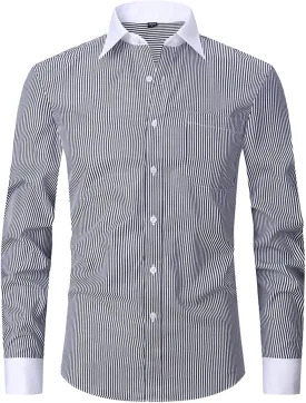 Men's French Cuff Dress Shirt Regular Fit Formal Business Button Down Shirt for Men Long Sleeve Random Cufflinks