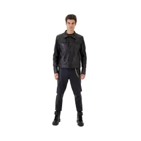 Men's Leather Oversized Denim Jacket