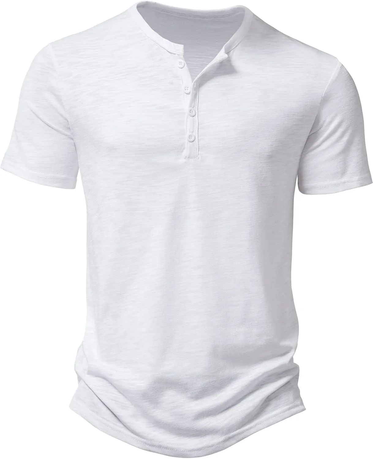 Men's Short Sleeve Henley Shirt Casual Stretchy Slim Fit T Shirt