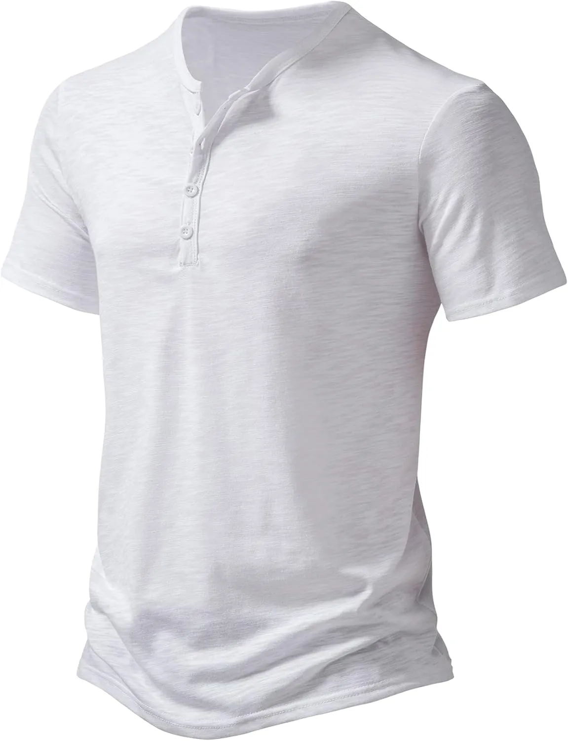 Men's Short Sleeve Henley Shirt Casual Stretchy Slim Fit T Shirt
