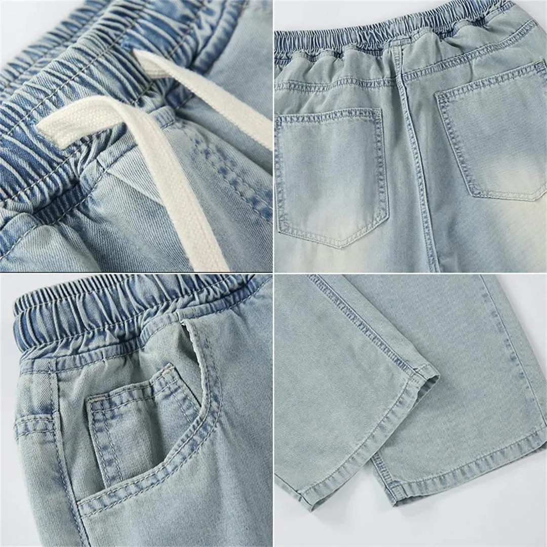 Men's Summer Light Thin Jeans Loose-Fit Straight-Leg Pants Loose Straight Wide Leg Jeans Pants