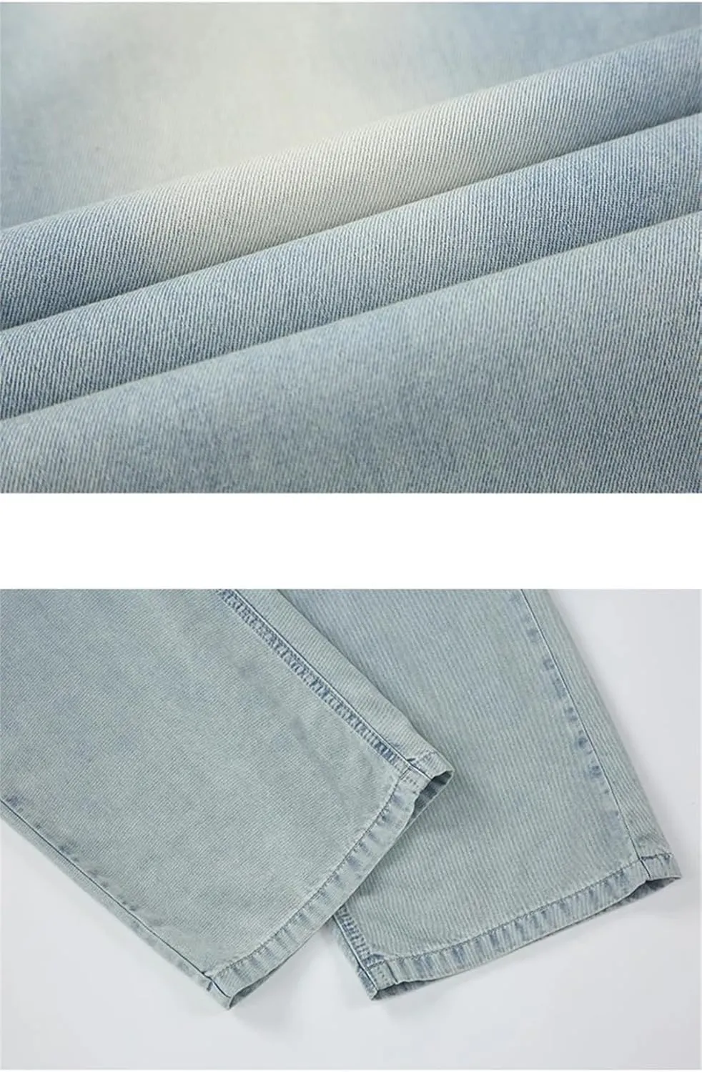 Men's Summer Light Thin Jeans Loose-Fit Straight-Leg Pants Loose Straight Wide Leg Jeans Pants