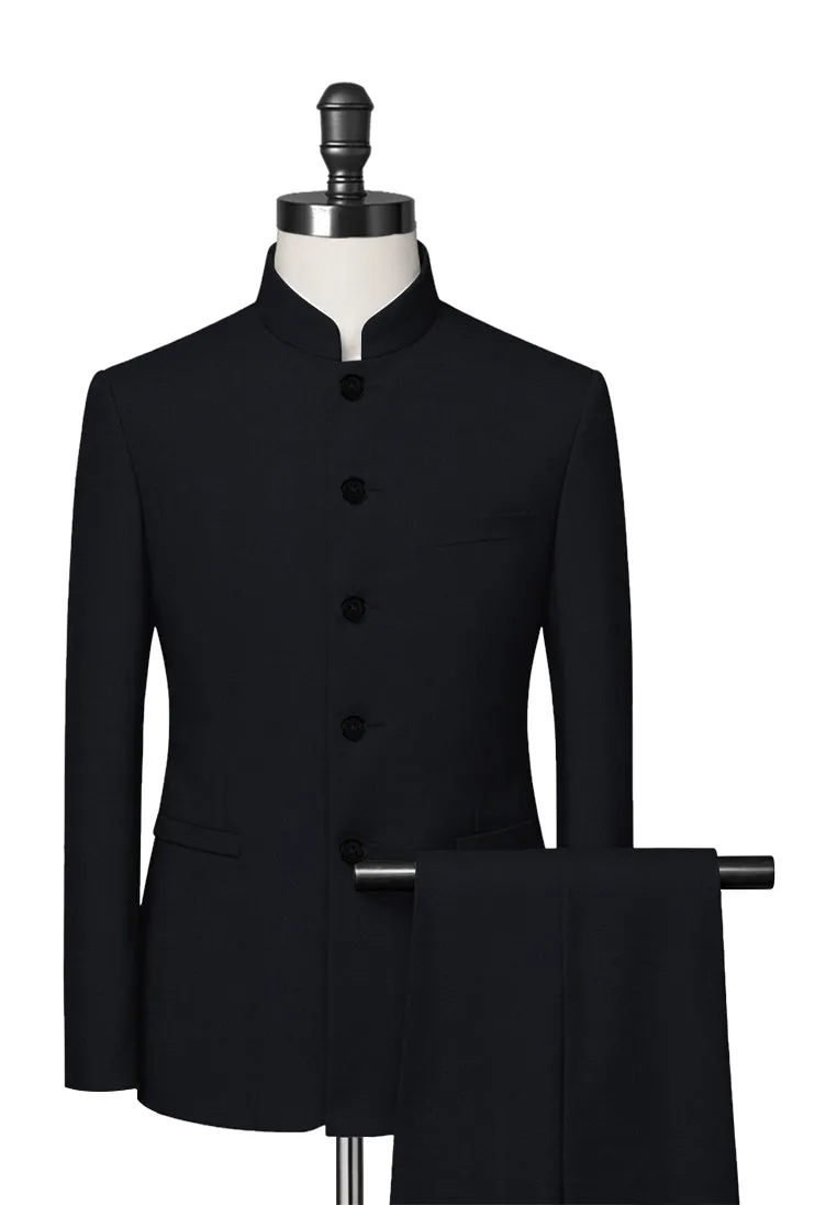 Midnight Blue Mandarin Collar Suit