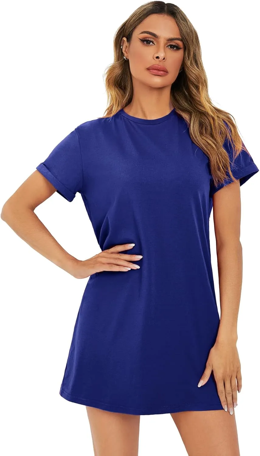Milumia Women Casual Short T Shirt Dress Short Sleeve Straight Mini Tee Shirt Dress