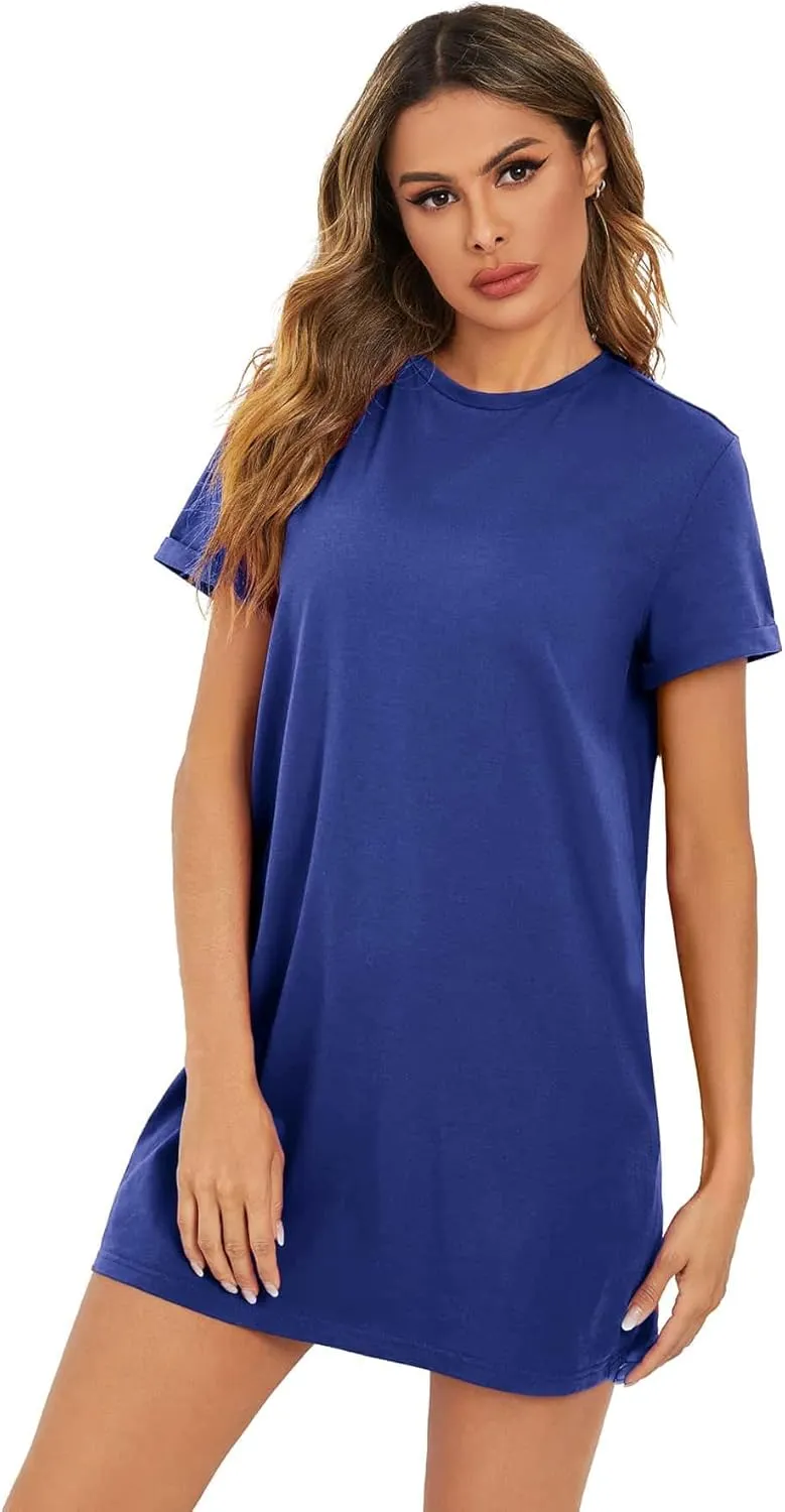 Milumia Women Casual Short T Shirt Dress Short Sleeve Straight Mini Tee Shirt Dress