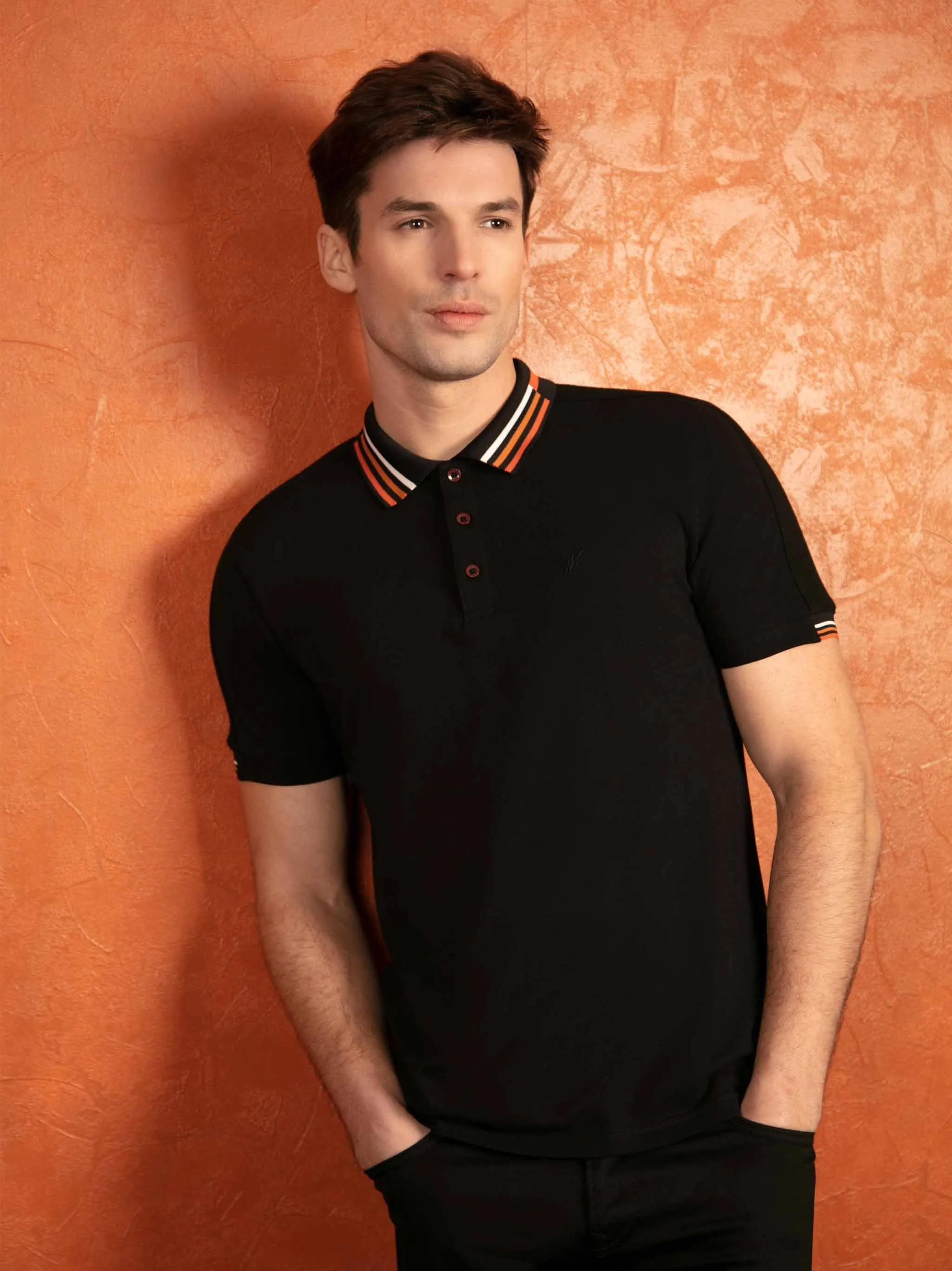 Mish Mash Finn Regular Fit Jersey Polo Shirt - Black