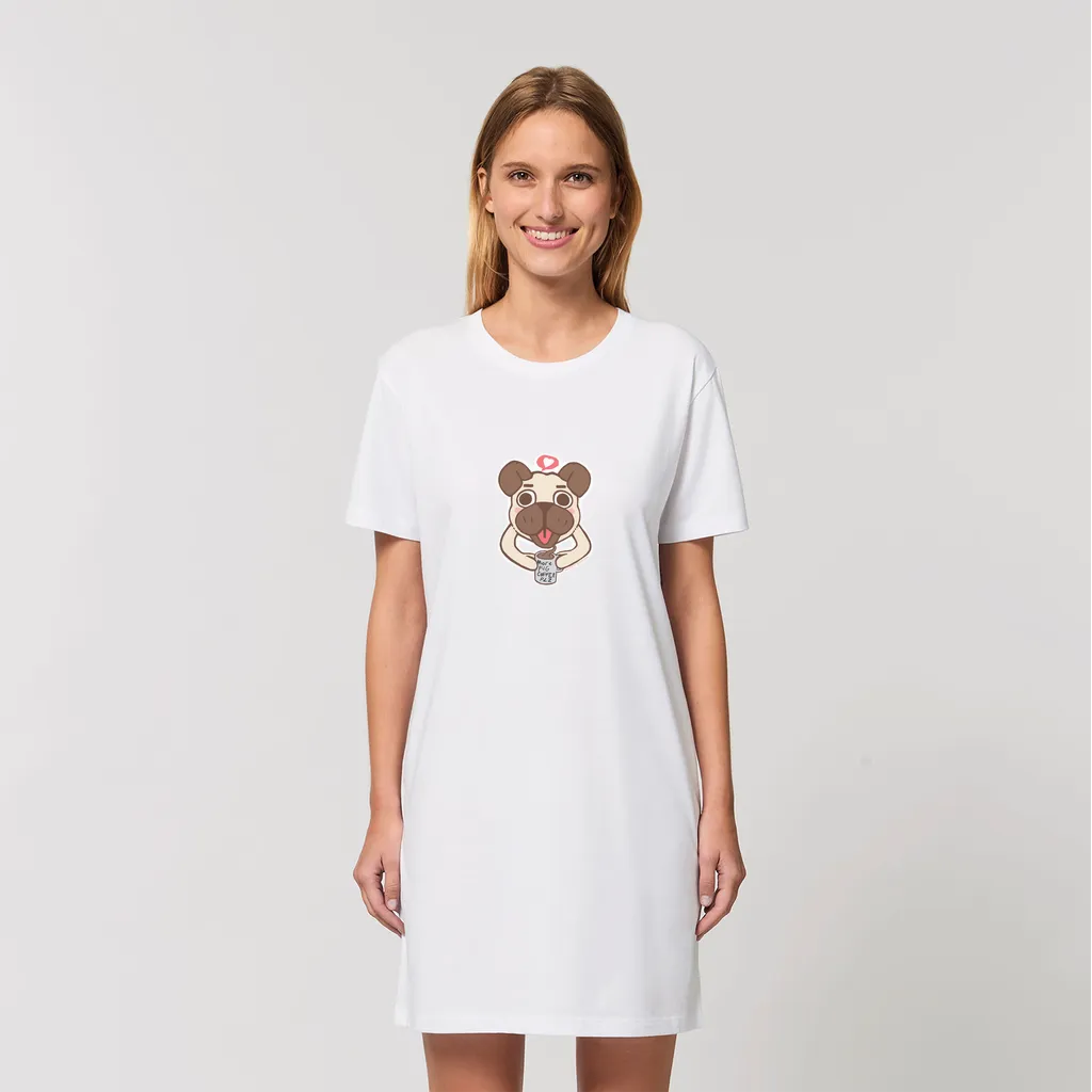 More Pug Coffee Please Organic T-Shirt Dress
