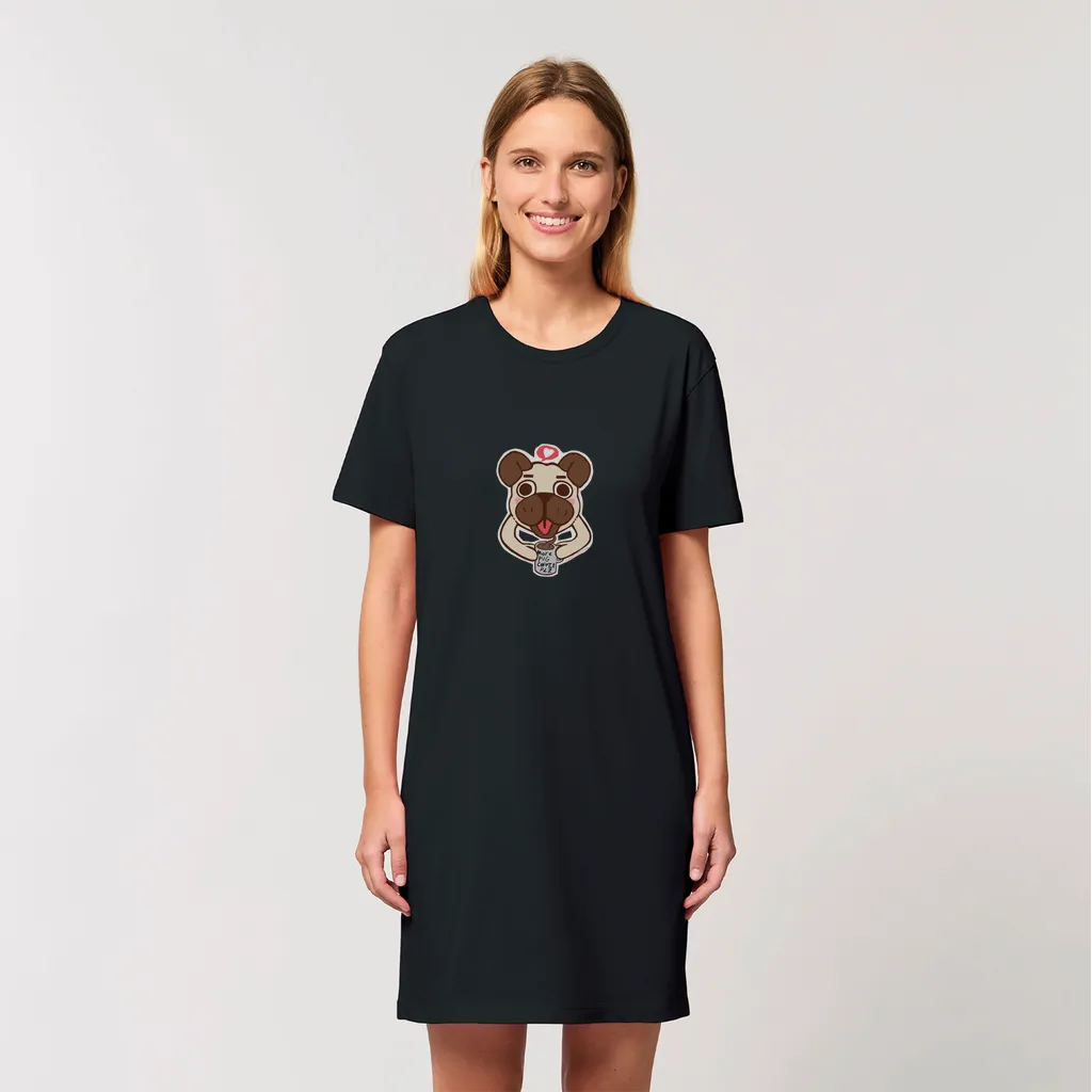 More Pug Coffee Please Organic T-Shirt Dress