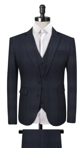 Navy Blue Pin Stripe 3-Piece Suit