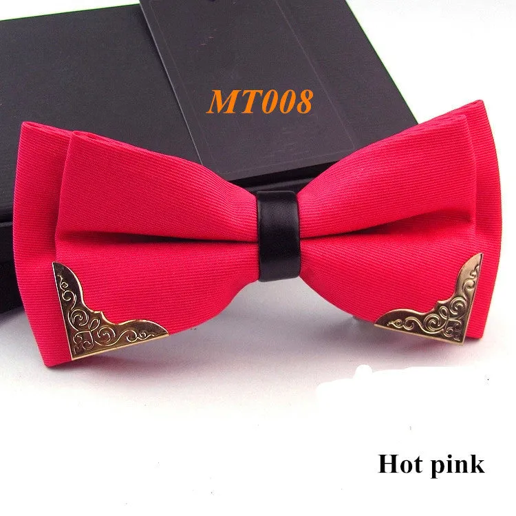 New Fashion Boutique Metal Head Bow Ties For Groom Men Women Butterfly Solid Bowtie Classic Gravata Cravat