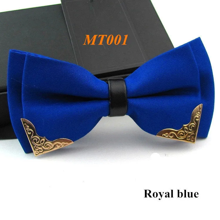 New Fashion Boutique Metal Head Bow Ties For Groom Men Women Butterfly Solid Bowtie Classic Gravata Cravat