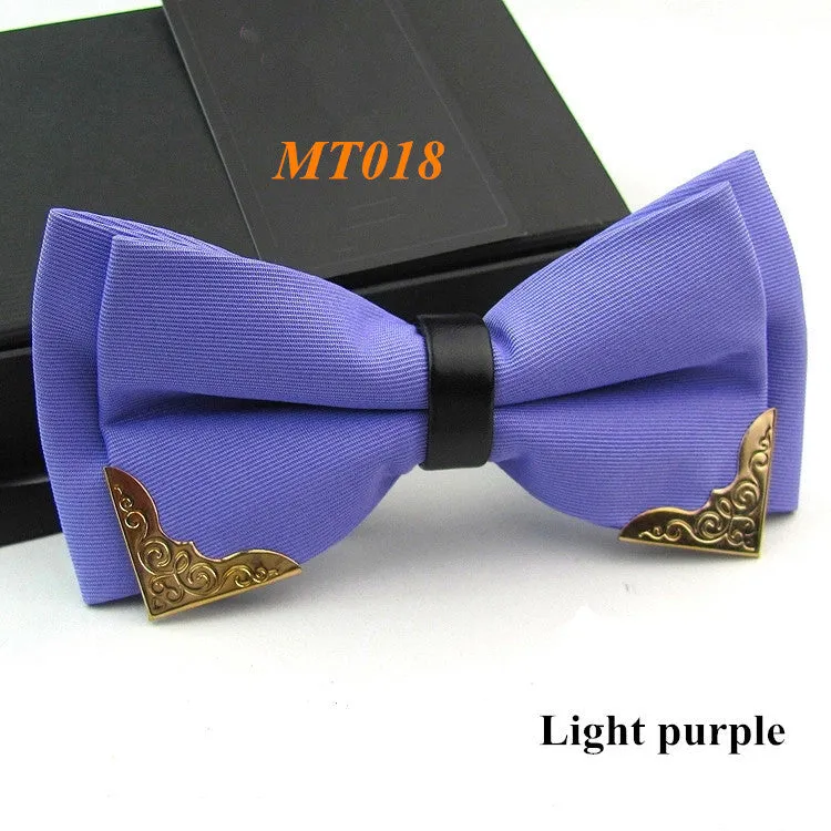 New Fashion Boutique Metal Head Bow Ties For Groom Men Women Butterfly Solid Bowtie Classic Gravata Cravat