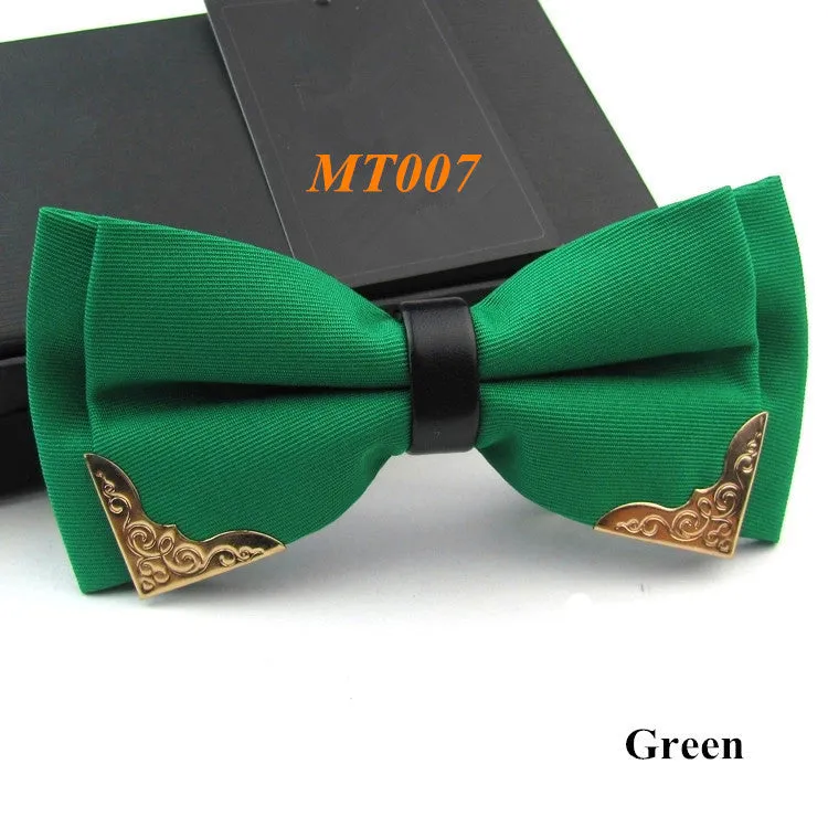 New Fashion Boutique Metal Head Bow Ties For Groom Men Women Butterfly Solid Bowtie Classic Gravata Cravat
