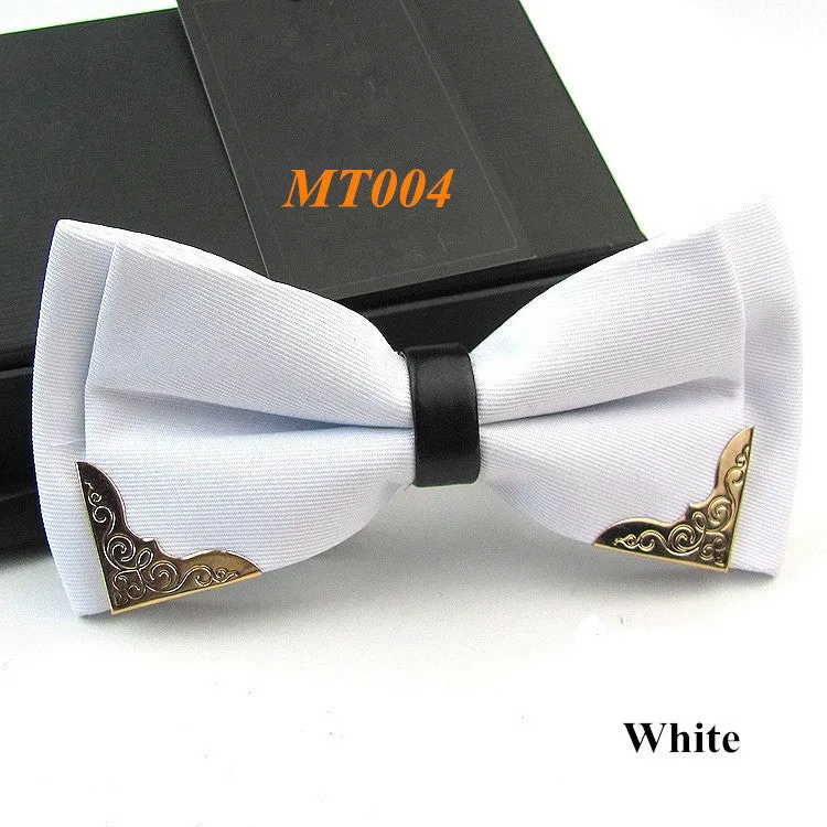 New Fashion Boutique Metal Head Bow Ties For Groom Men Women Butterfly Solid Bowtie Classic Gravata Cravat