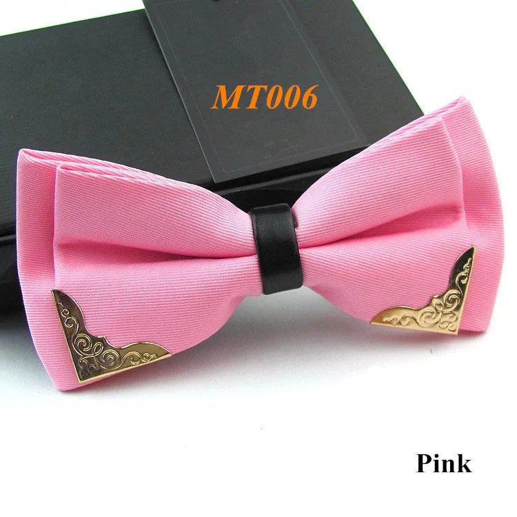 New Fashion Boutique Metal Head Bow Ties For Groom Men Women Butterfly Solid Bowtie Classic Gravata Cravat