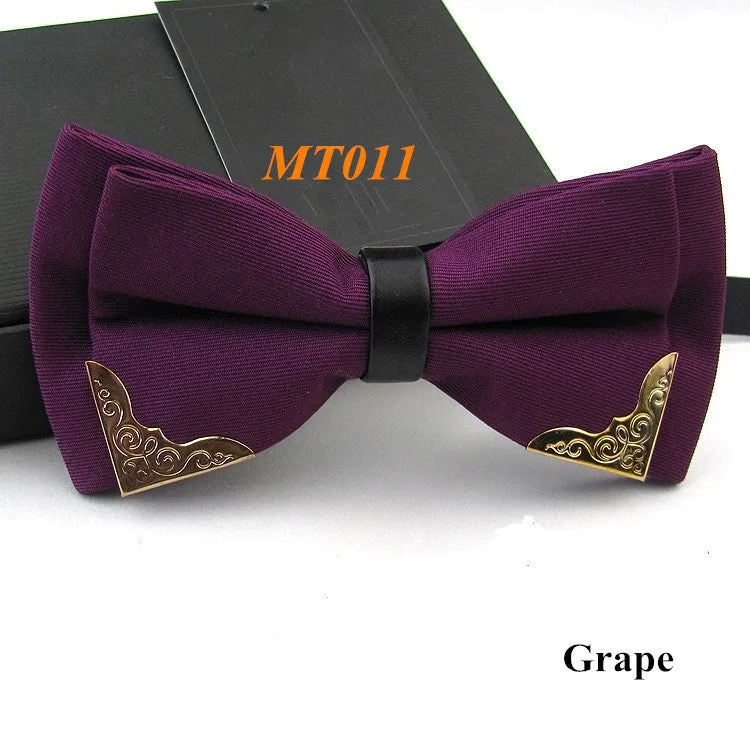 New Fashion Boutique Metal Head Bow Ties For Groom Men Women Butterfly Solid Bowtie Classic Gravata Cravat