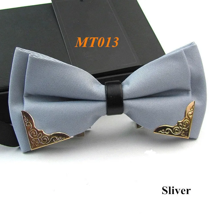 New Fashion Boutique Metal Head Bow Ties For Groom Men Women Butterfly Solid Bowtie Classic Gravata Cravat