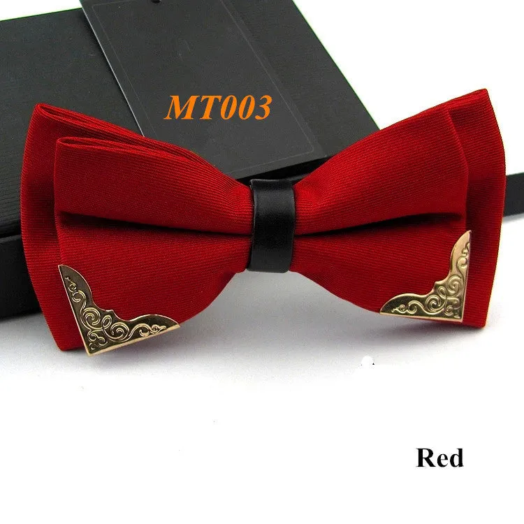 New Fashion Boutique Metal Head Bow Ties For Groom Men Women Butterfly Solid Bowtie Classic Gravata Cravat