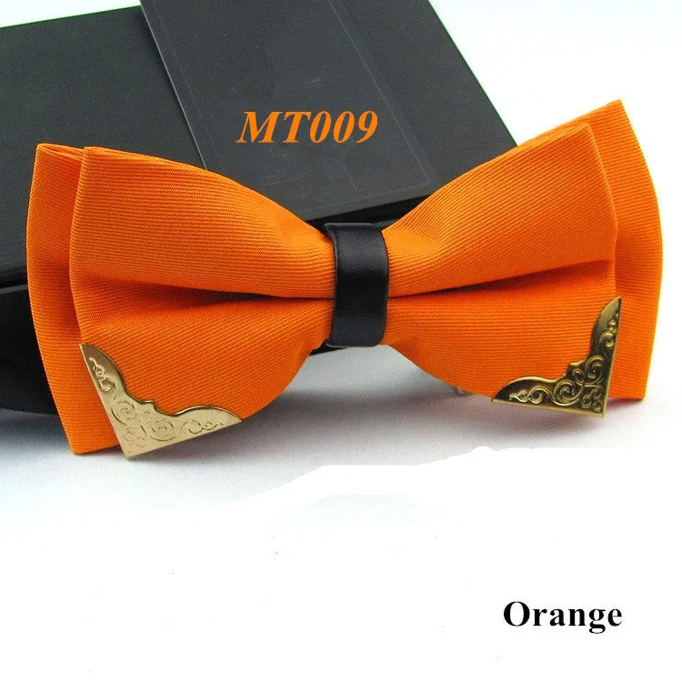 New Fashion Boutique Metal Head Bow Ties For Groom Men Women Butterfly Solid Bowtie Classic Gravata Cravat