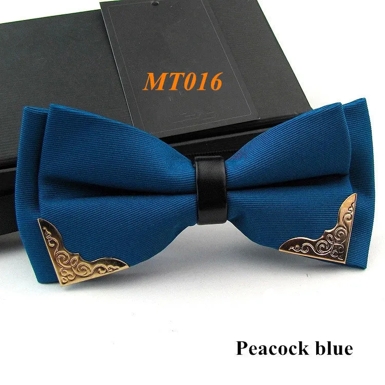 New Fashion Boutique Metal Head Bow Ties For Groom Men Women Butterfly Solid Bowtie Classic Gravata Cravat