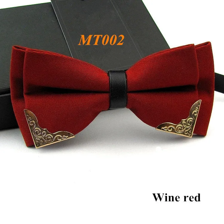 New Fashion Boutique Metal Head Bow Ties For Groom Men Women Butterfly Solid Bowtie Classic Gravata Cravat
