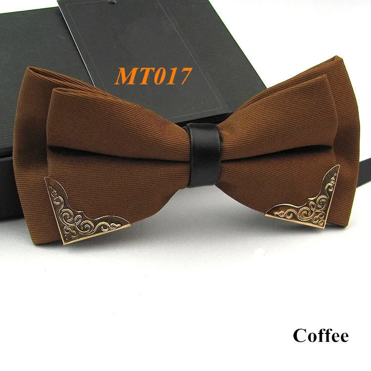 New Fashion Boutique Metal Head Bow Ties For Groom Men Women Butterfly Solid Bowtie Classic Gravata Cravat