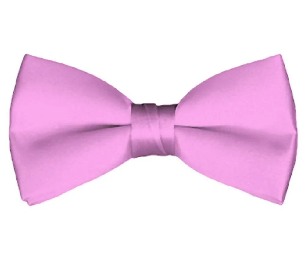 New Solid Satin Pretied Bow Ties - Pink